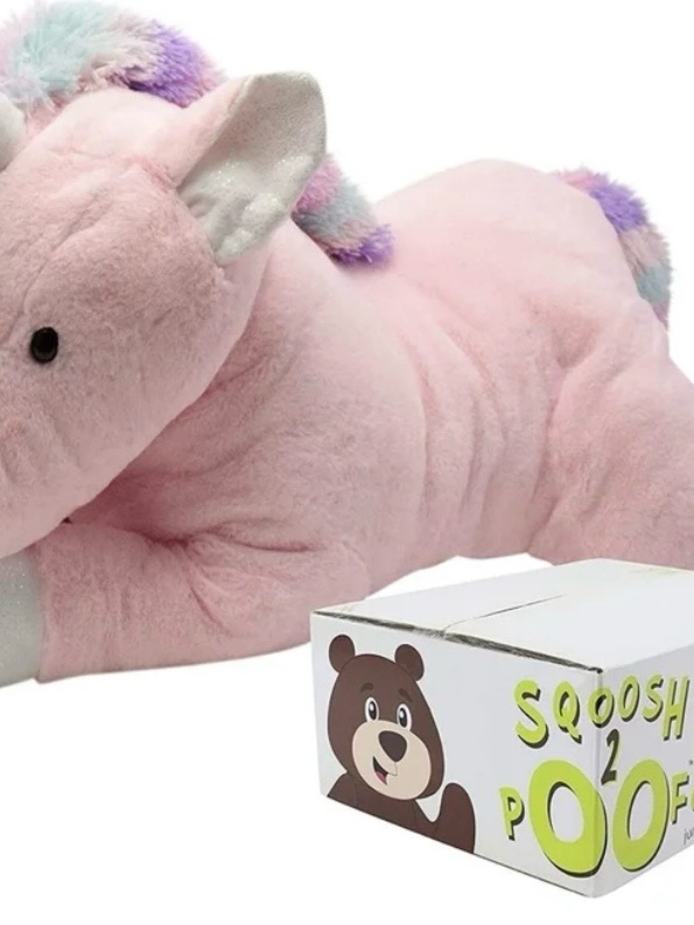 Sqoosh2Poof Pink Plush Unicorn Pillow - Soft Pastel Cuddler